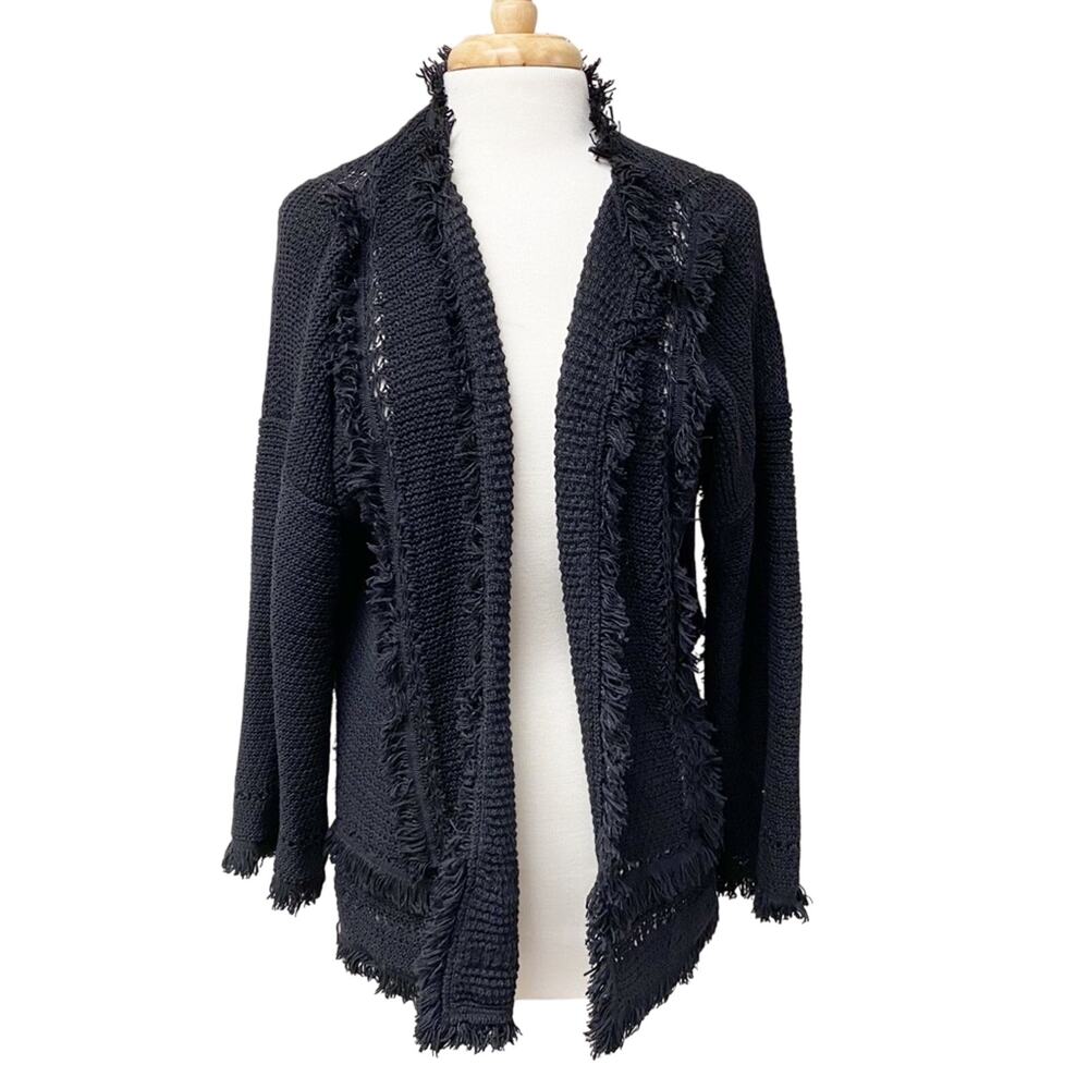 Lou & Grey Fringe Cardigan Sample Black Size M